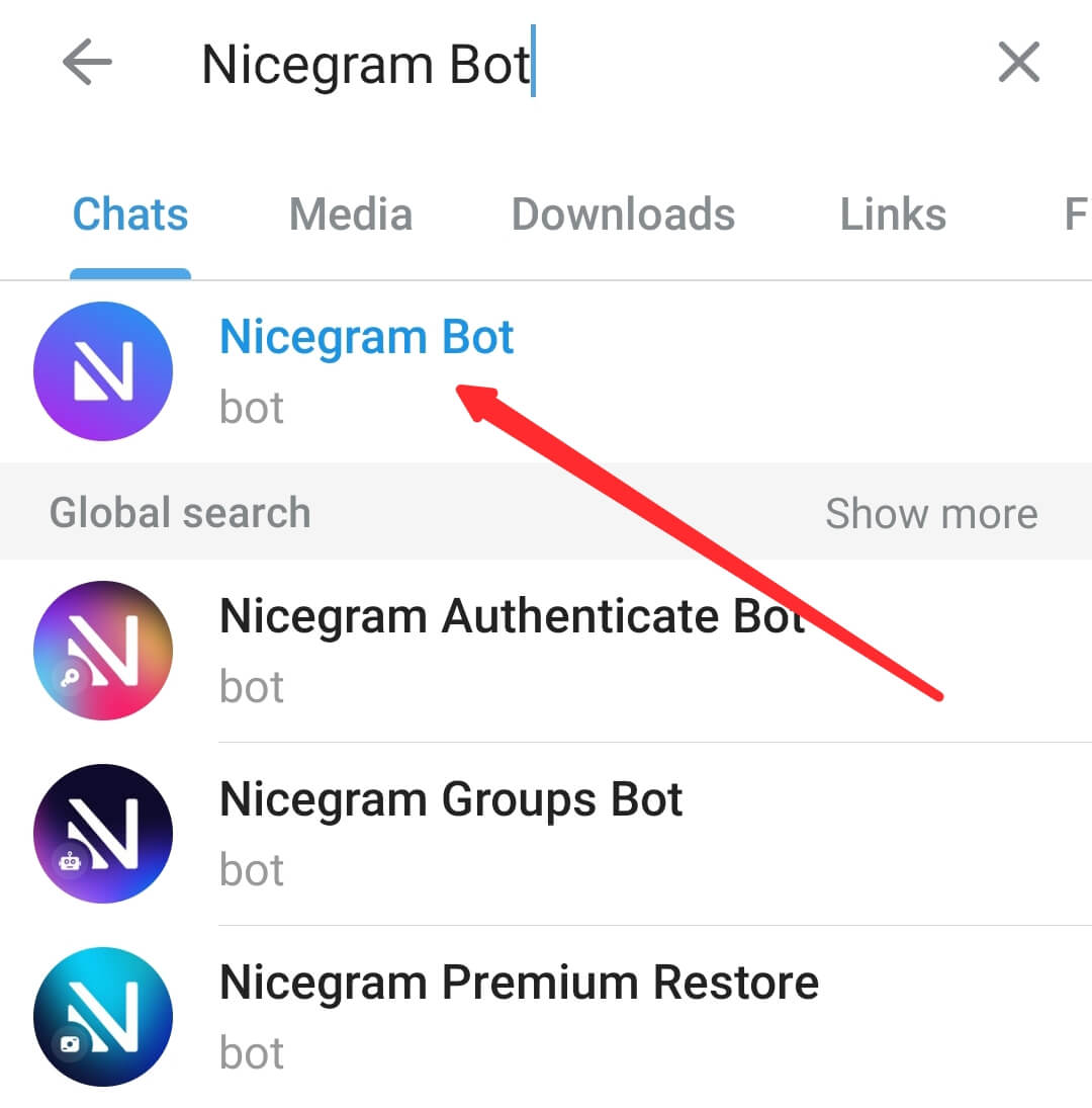 Nicegram telegram search