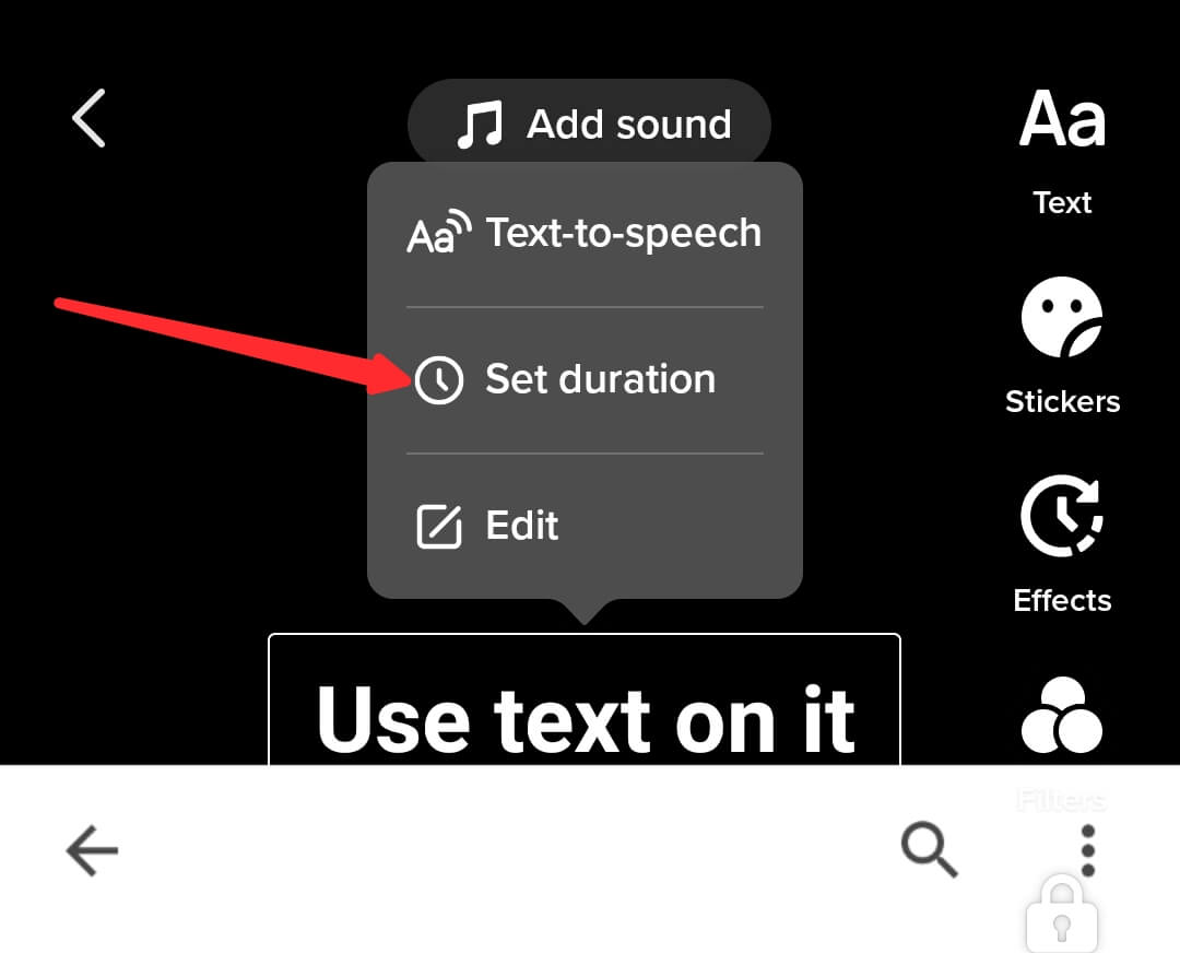 setting duration for Plus icon