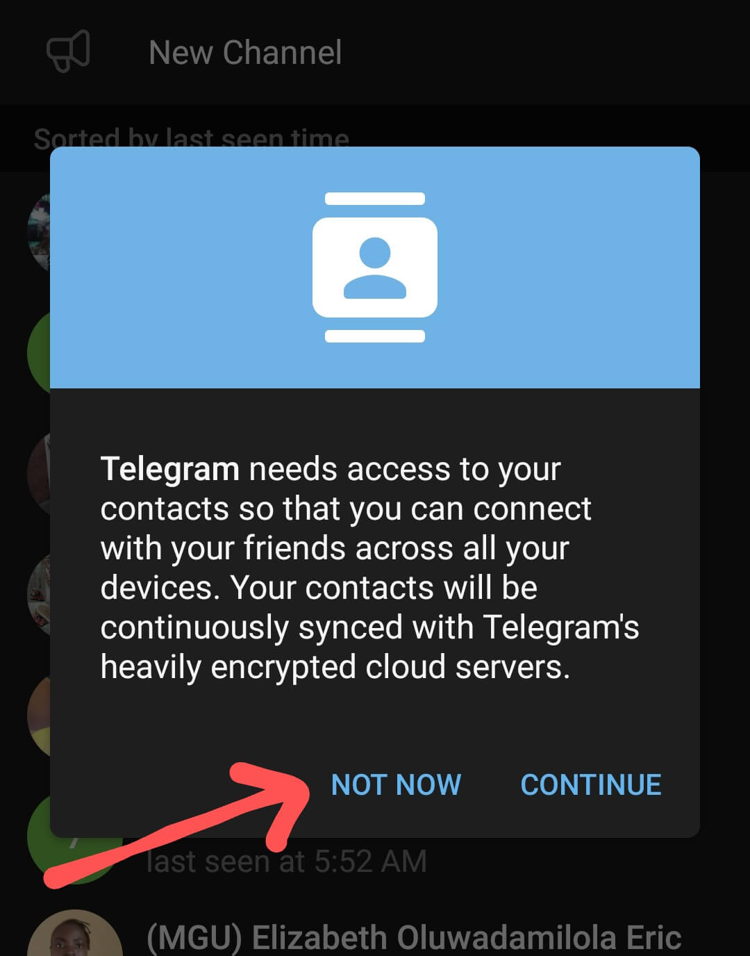 telegram not now