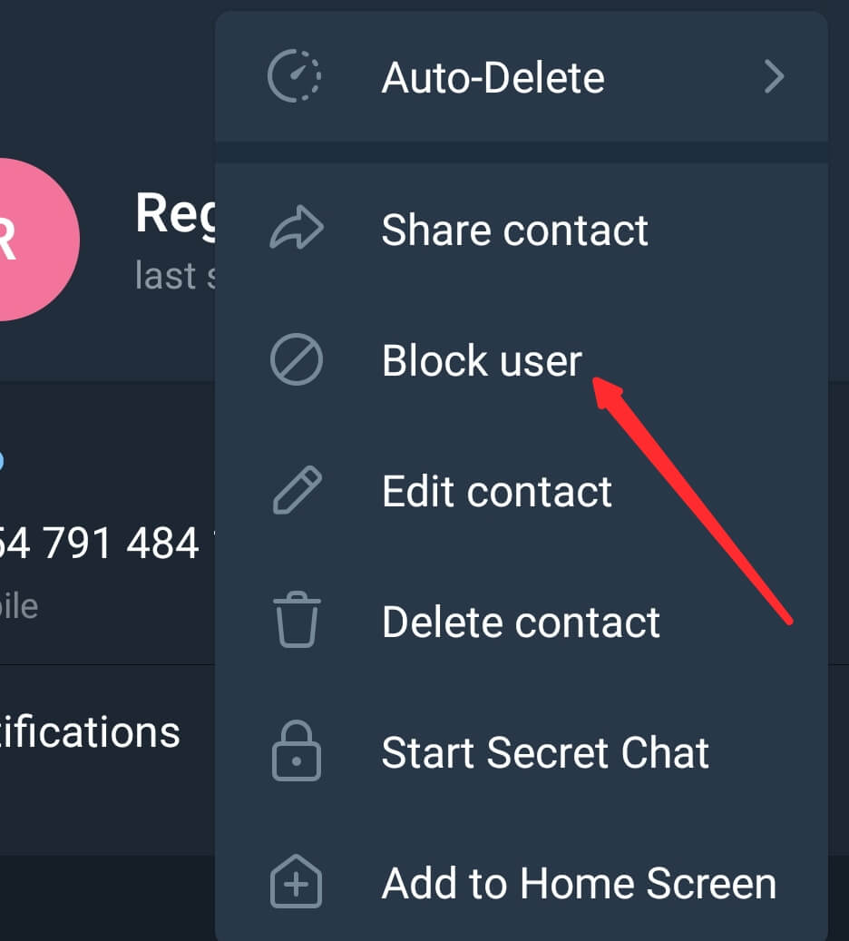 how to block telegram user