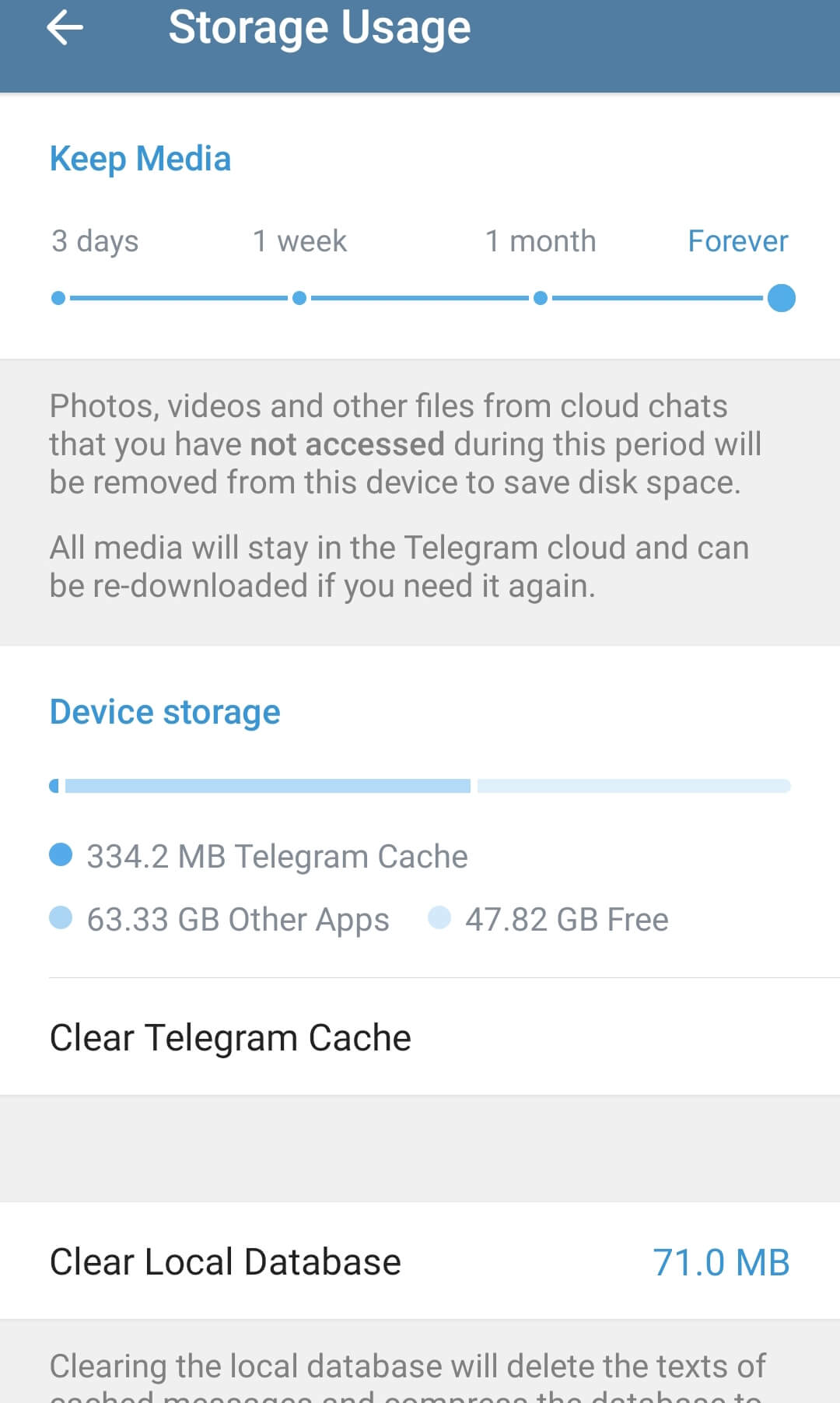 clearing telegram storage usage